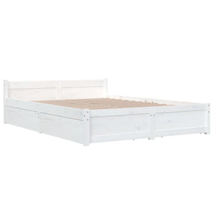 3103560 vidaXL Bed Frame without Mattress with Drawers White 140x200 cm (815045+815000)