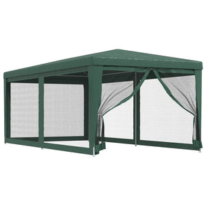 vidaXL Party Tent with 6 Mesh Sidewalls Green 3x6 m HDPE