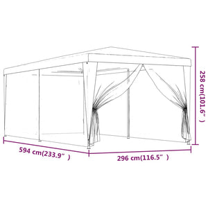 vidaXL Party Tent with 6 Mesh Sidewalls Green 3x6 m HDPE