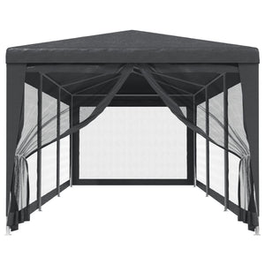 vidaXL Party Tent with 8 Mesh Sidewalls Anthracite 3x9 m HDPE