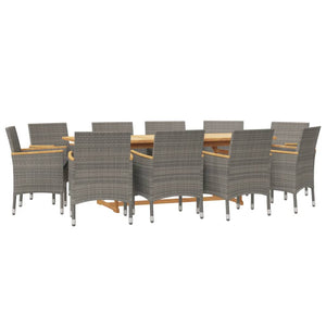 vidaXL 11 Piece Garden Dining Set with Cushions Grey