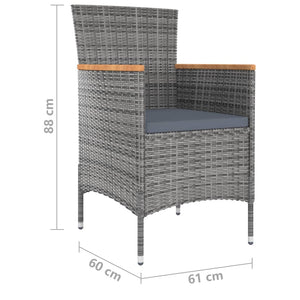 vidaXL 11 Piece Garden Dining Set with Cushions Grey