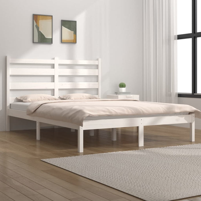 vidaXL Bed Frame without Mattress White Solid Wood Pine Small Double