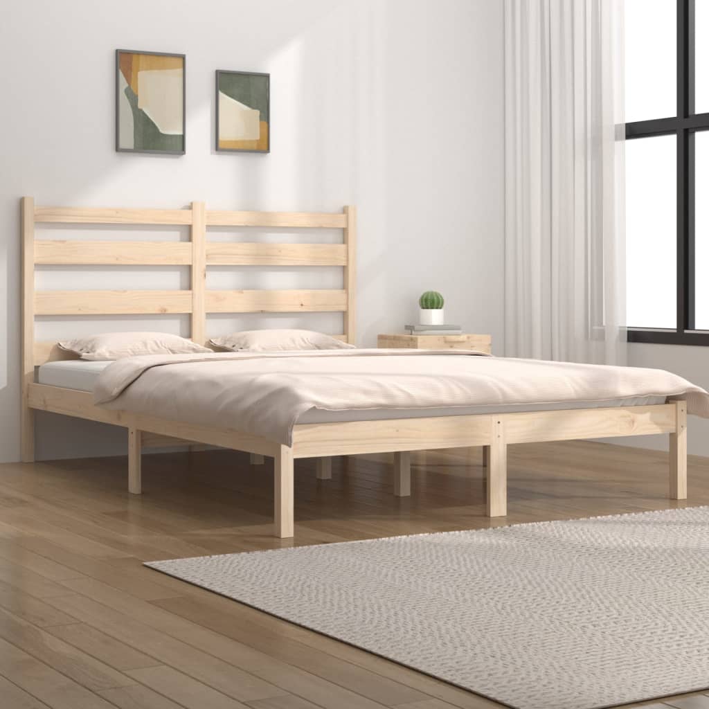 3103628 vidaXL Bed Frame without Mattress Solid Wood 140x190 cm (809997+818420)