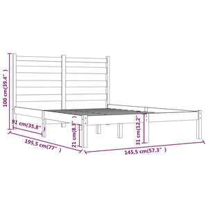 3103629 vidaXL Bed Frame without Mattress White Solid Wood 140x190 cm (809998+818421)