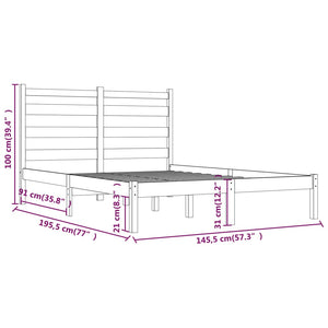 3103632 vidaXL Bed Frame without Mattress Black Solid Wood 140x190 cm (810001+818424)