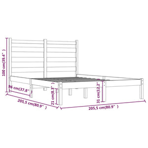 3103670 vidaXL Bed Frame without Mattress Grey Solid Wood 200x200 cm (810039+818442)