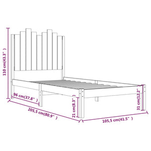 3103769 vidaXL Bed Frame without Mattress White Solid Wood 100x200 cm (810008+818456)