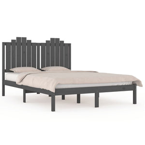 3103775 vidaXL Bed Frame without Mattress Grey Solid Wood 120x200 cm (810014+818462)