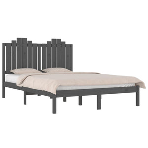 3103775 vidaXL Bed Frame without Mattress Grey Solid Wood 120x200 cm (810014+818462)