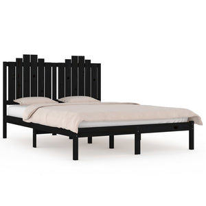 3103782 vidaXL Bed Frame without Mattress Black Solid Wood 140x200 cm (810021+818474)