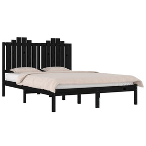 3103782 vidaXL Bed Frame without Mattress Black Solid Wood 140x200 cm (810021+818474)