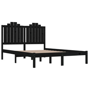 3103782 vidaXL Bed Frame without Mattress Black Solid Wood 140x200 cm (810021+818474)