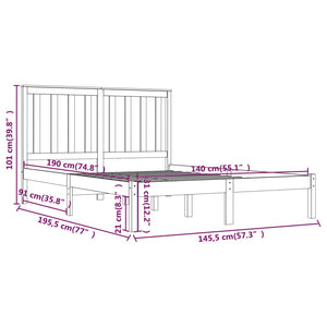 3103823 vidaXL Bed Frame without Mattress Solid Wood 140x190 cm (809997+818520)