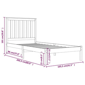 3103833 vidaXL Bed Frame without Mattress Solid Wood 100x200 cm (810007+818505)