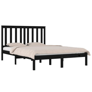 3103847 vidaXL Bed Frame without Mattress Black Solid Wood 140x200 cm (810021+818524)