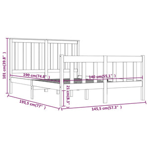 3103888 vidaXL Bed Frame without Mattress Solid Wood 140x190 cm (810062+818520)