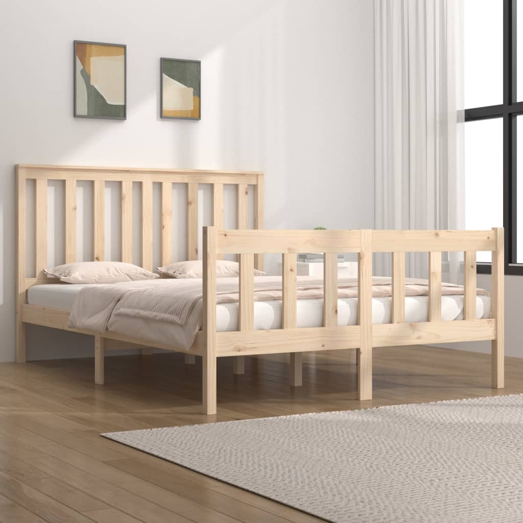 3103888 vidaXL Bed Frame without Mattress Solid Wood 140x190 cm (810062+818520)