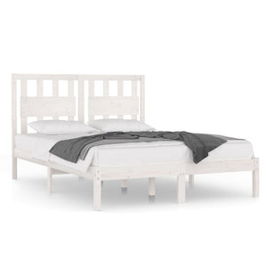 3103914 vidaXL Bed Frame without Mattress White Solid Wood 140x190 cm (809998+818571)