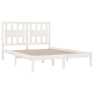 3103914 vidaXL Bed Frame without Mattress White Solid Wood 140x190 cm (809998+818571)