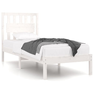 3103919 vidaXL Bed Frame without Mattress White Solid Wood 90x200 cm (810003+818551)