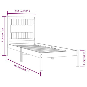 3103919 vidaXL Bed Frame without Mattress White Solid Wood 90x200 cm (810003+818551)