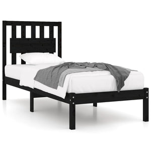 3103927 vidaXL Bed Frame without Mattress Black Solid Wood 100x200 cm (810011+818559)