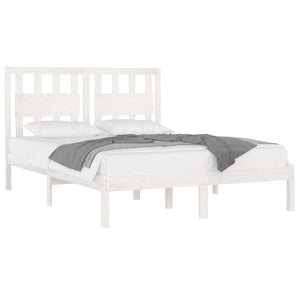 3103944 vidaXL Bed Frame without Mattress White Solid Wood Pine 160x200 cm (810028+818581)