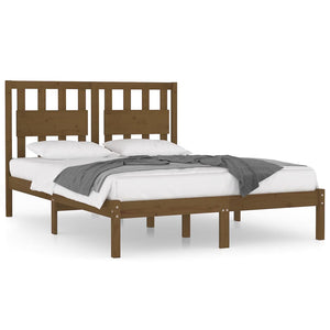 3103956 vidaXL Bed Frame without Mattress Honey Brown Solid Wood 200x200 cm (810040+818593)