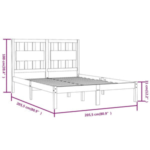 3103956 vidaXL Bed Frame without Mattress Honey Brown Solid Wood 200x200 cm (810040+818593)