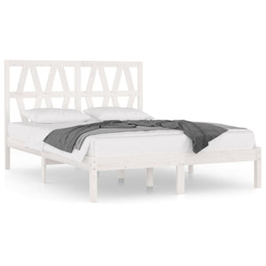 3103979 vidaXL Bed Frame without Mattress White Solid Wood 140x190 cm (809998+818621)