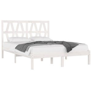 3103979 vidaXL Bed Frame without Mattress White Solid Wood 140x190 cm (809998+818621)