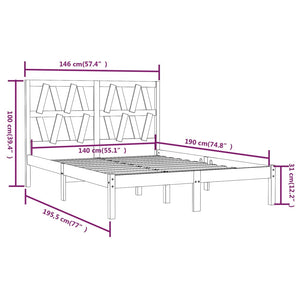 3103979 vidaXL Bed Frame without Mattress White Solid Wood 140x190 cm (809998+818621)