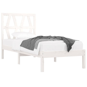 3103984 vidaXL Bed Frame without Mattress White Solid Wood 90x200 cm (810003+818601)