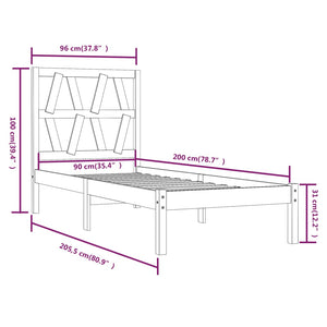 3103984 vidaXL Bed Frame without Mattress White Solid Wood 90x200 cm (810003+818601)