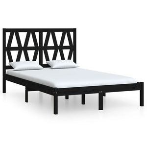 3104002 vidaXL Bed Frame without Mattress Black Solid Wood 140x200 cm (810021+818624)