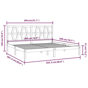 3104018 vidaXL Bed Frame without Mattress Solid Wood 200x200 cm (810037+818640)