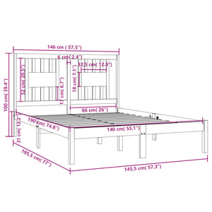 3104044 vidaXL Bed Frame without Mattress White Solid Wood 140x190 cm (809998+818671)