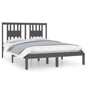 3104060 vidaXL Bed Frame without Mattress Grey Solid Wood 120x200 cm (810014+818662)