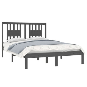 3104060 vidaXL Bed Frame without Mattress Grey Solid Wood 120x200 cm (810014+818662)