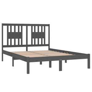 3104060 vidaXL Bed Frame without Mattress Grey Solid Wood 120x200 cm (810014+818662)