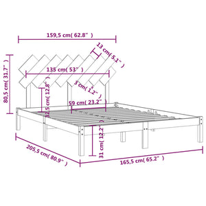 vidaXL Bed Frame without Mattress White 160x200 cm Solid Wood