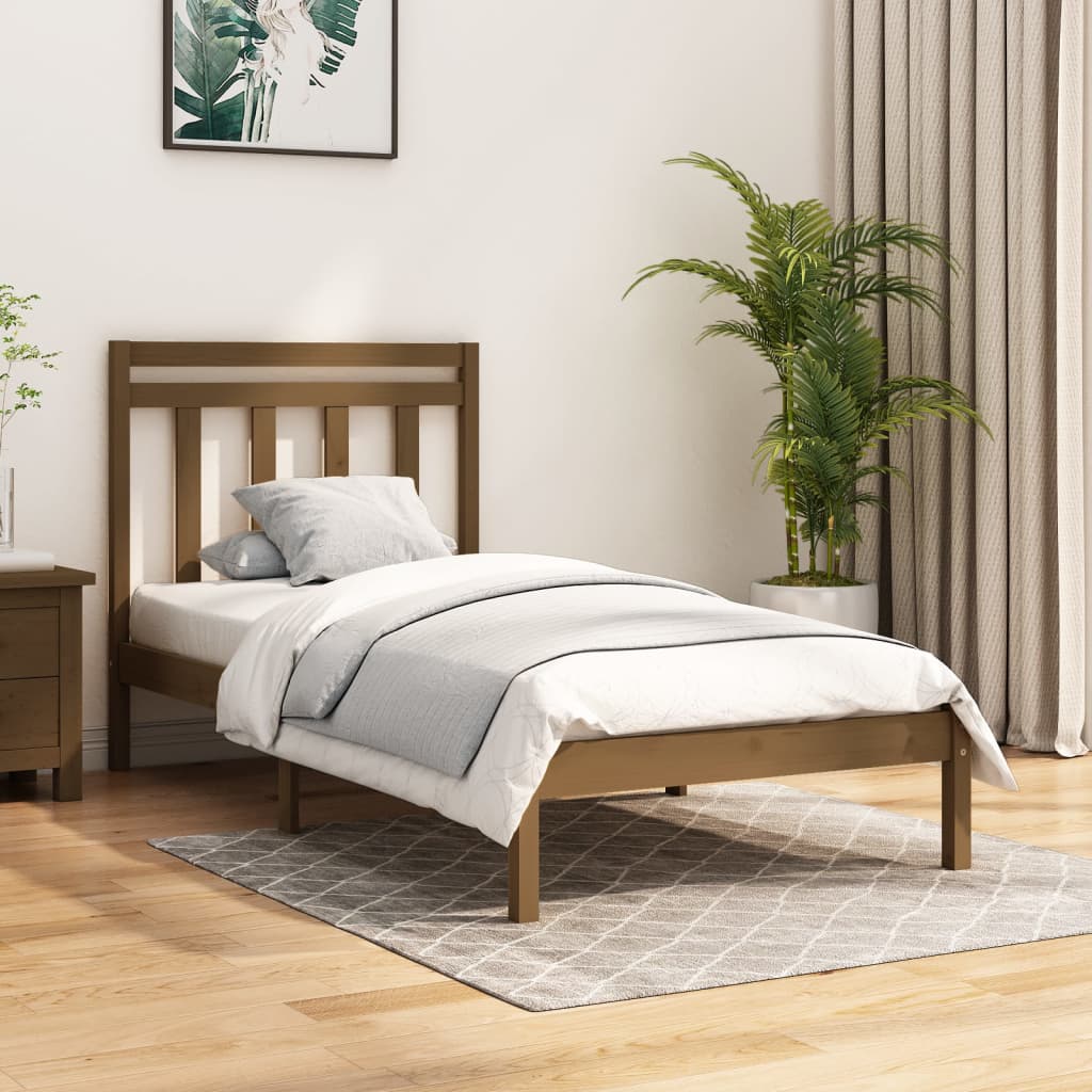 vidaXL Bed Frame without Mattress Honey Brown 100x200 cm Solid Wood