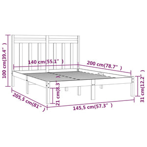 vidaXL Bed Frame without Mattress 140x200 cm Solid Wood