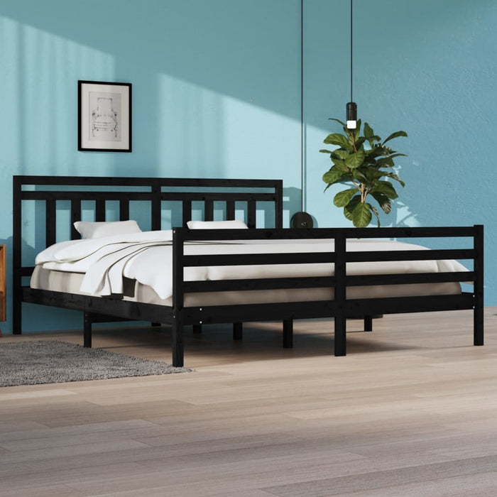 \vidaXL Bed Frame without Mattress Black 200x200 cm Solid Wood