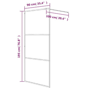 vidaXL Walk-in Shower Wall Black 90x195 cm Frosted ESG Glass