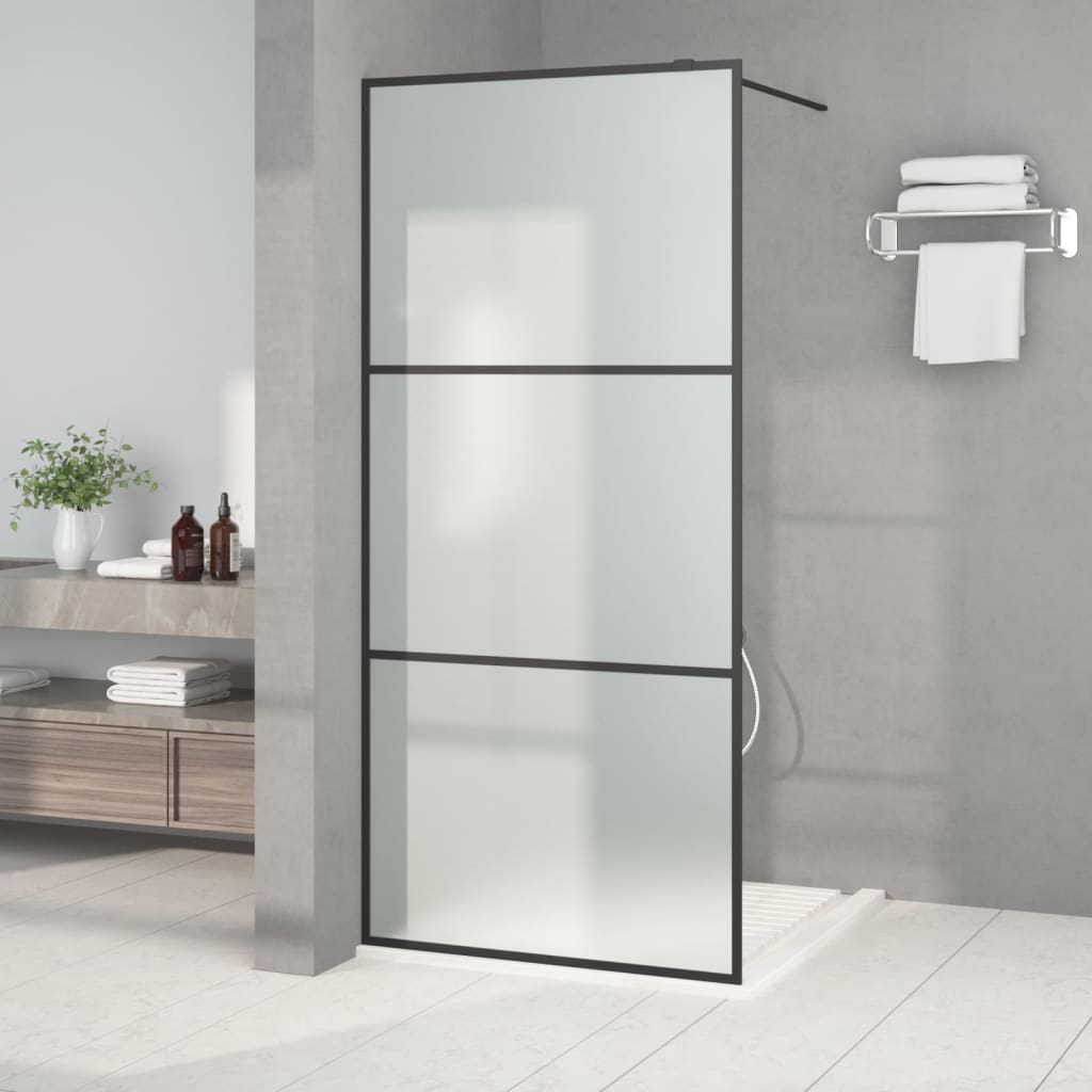 vidaXL Walk-in Shower Wall Black 90x195 cm Frosted ESG Glass