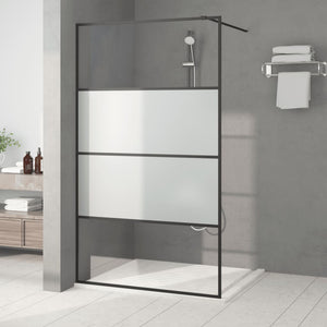 vidaXL Walk-in Shower Wall Black 115x195 cm Half Frosted ESG Glass