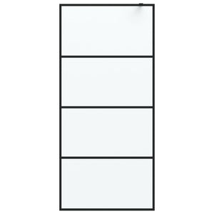 vidaXL Walk-in Shower Wall Black 90x195 cm Frosted ESG Glass