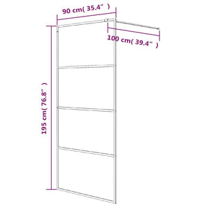 vidaXL Walk-in Shower Wall Black 90x195 cm Frosted ESG Glass